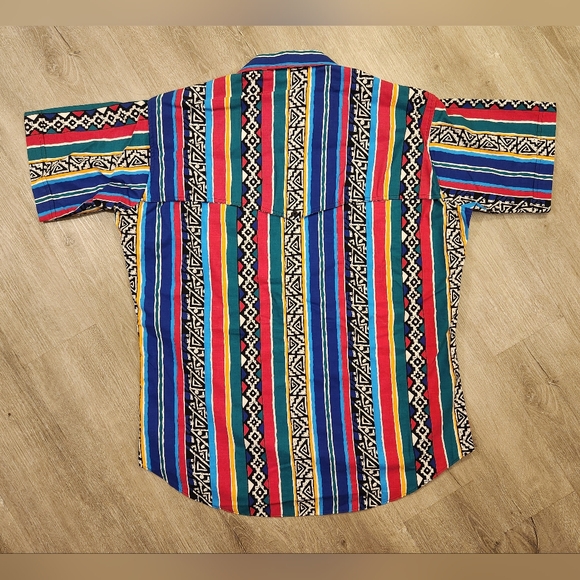 Vintage Ruddock Bros Western Shirt Brush Popper Cowboy Aztec Mens Size Large USA - Picture 5 of 10